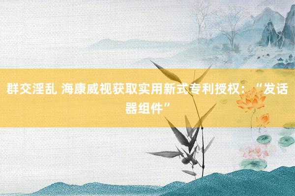 群交淫乱 海康威视获取实用新式专利授权：“发话器组件”
