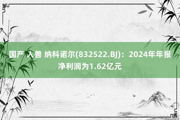 国产 人兽 纳科诺尔(832522.BJ)：2024年年报净利润为1.62亿元